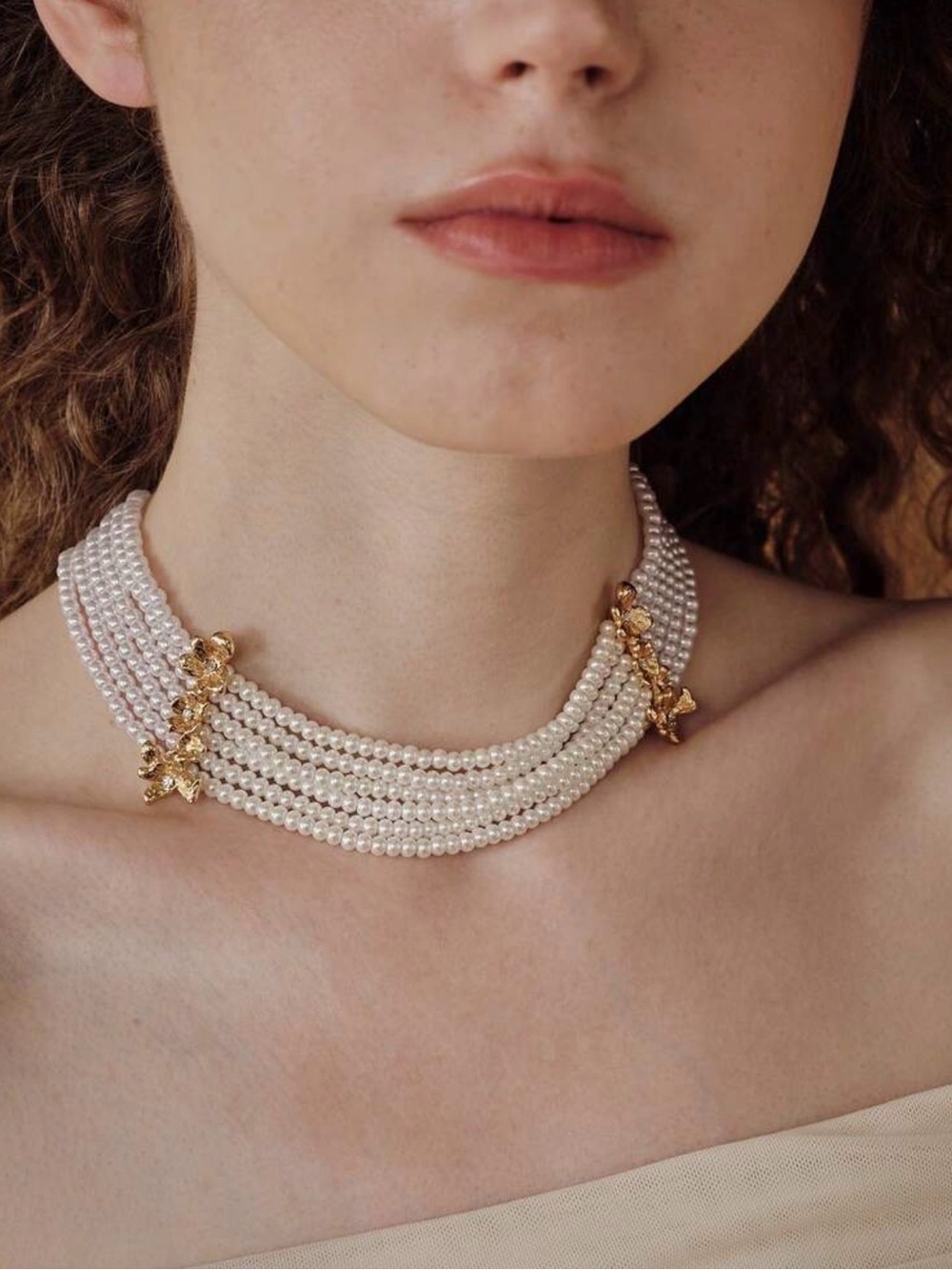 White Pearl Multi-Strand Choker